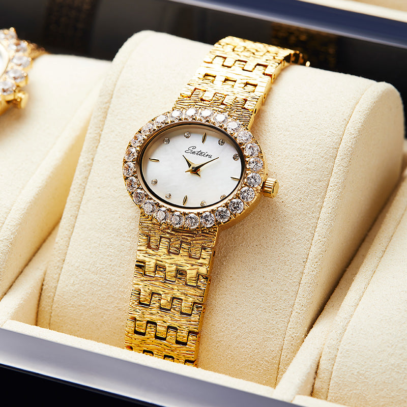 Sotoiru Gold Oval Mother-of-Pearl Watch