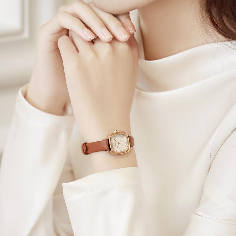 Sotoiru Square Watches for Women Fashion Leather Strap for Daily Wear T3031