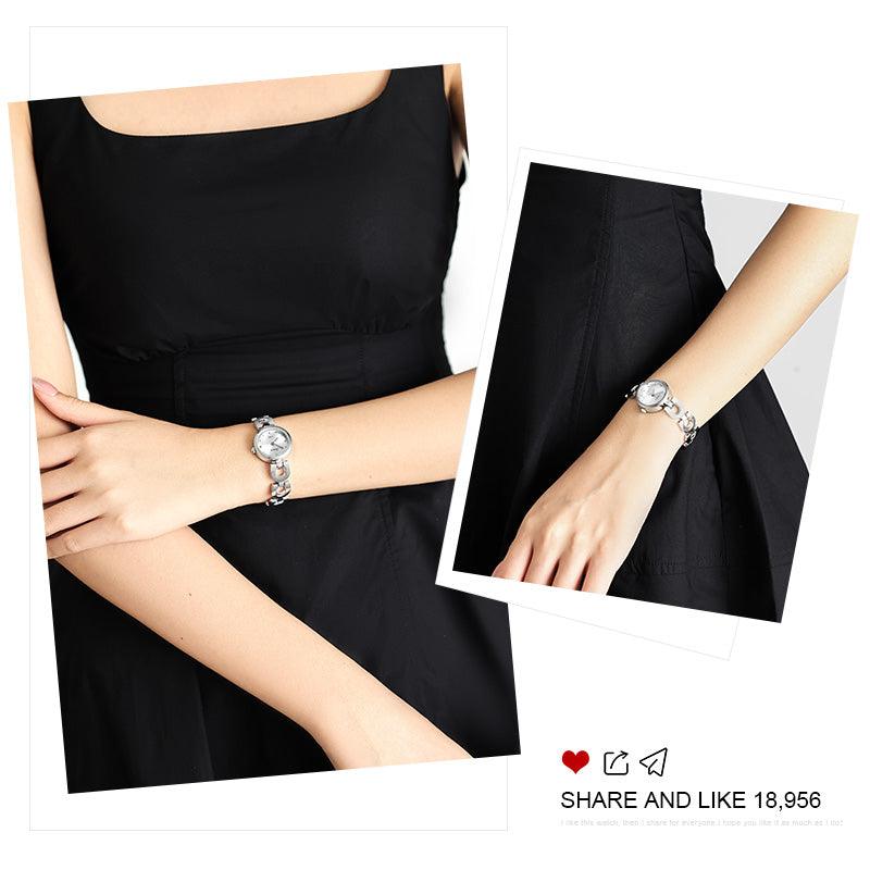 Sotoiru Quartz Watches Simple Silver Round Timeless Jewelry For Her T3023