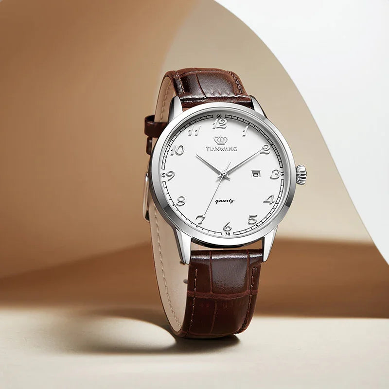 TIANWANG_Men_Timepiece_Stainless_Case_Brown_Strap