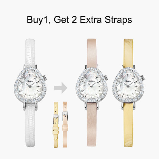 Sotoiru women's watch with interchangeable straps and mother-of-pearl dial