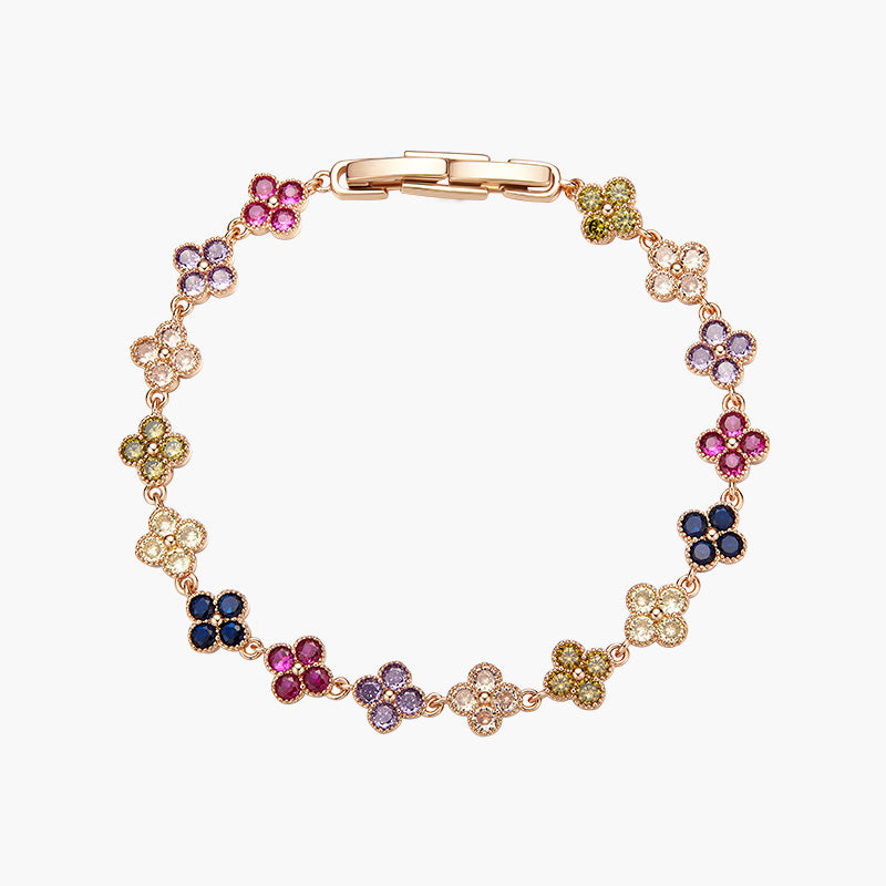 Rainbow Four-leaf Clover Bracelet