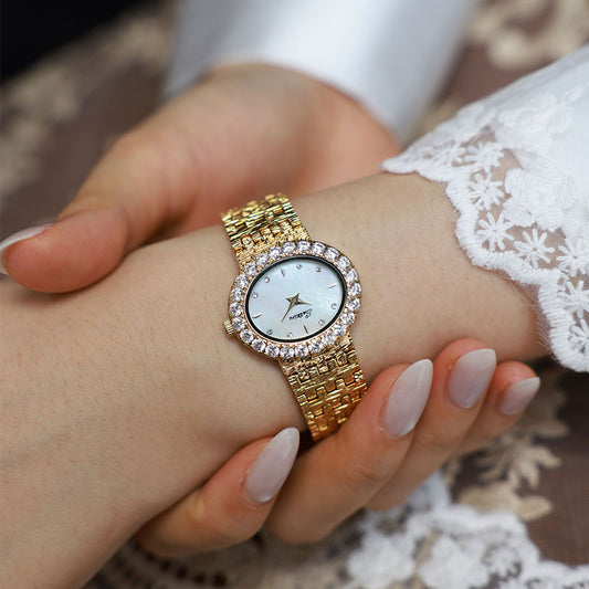 Sotoiru Gold Oval Mother-of-Pearl Watch