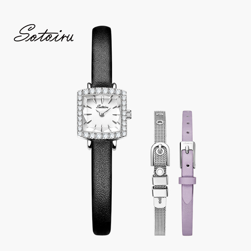 Sotoiru Square Watch (Zircon) - Interchangeable Strap