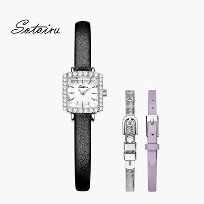 Sotoiru Square Watch (Zircon) - Interchangeable Strap
