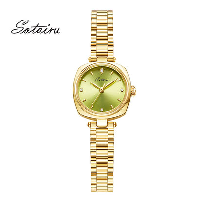 Gold Watch with Green Dial - A Vintage Style