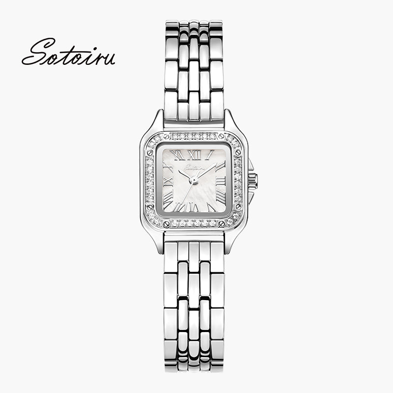 Sotoiru Quartz Watch Fashion Square Ziron Dial Watch for Formal Wear T3020