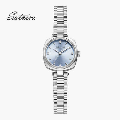 Sotoiru Ice Blue Aura women's bracelet watch with soft blue dial
