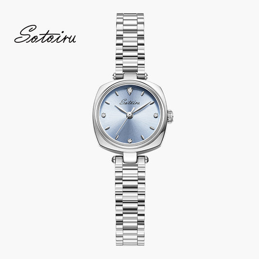 Sotoiru Ice Blue Aura women's bracelet watch with soft blue dial