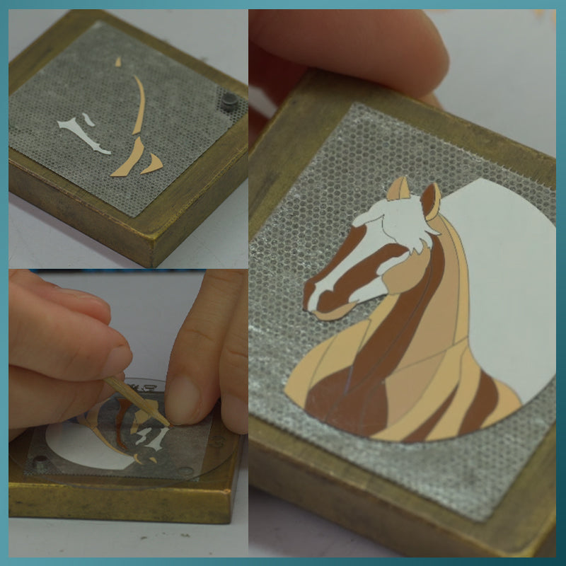 Handcraft process of creating Tianwang mother-of-pearl horse watch dial